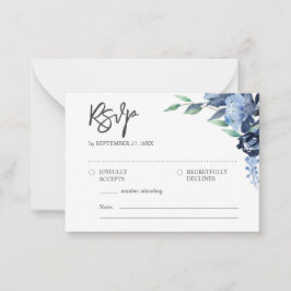 BUDGET Rustik Elegant Dammig Blå Blommor RSVP Anteckningskort