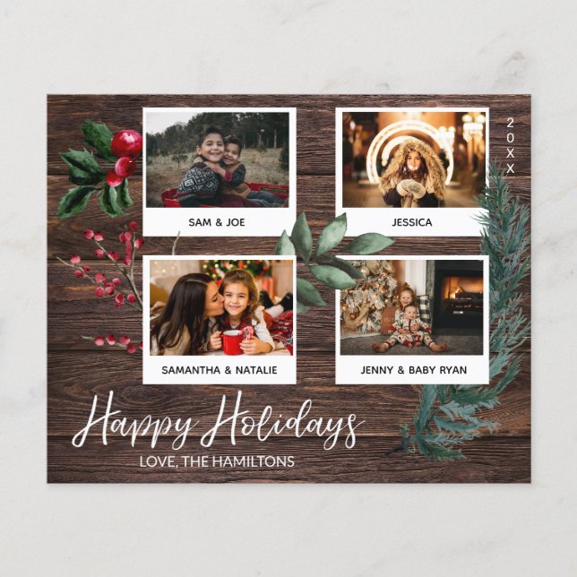 Budget Rustik God Jul Instant Multi Foto Flygblad (Framsidan)