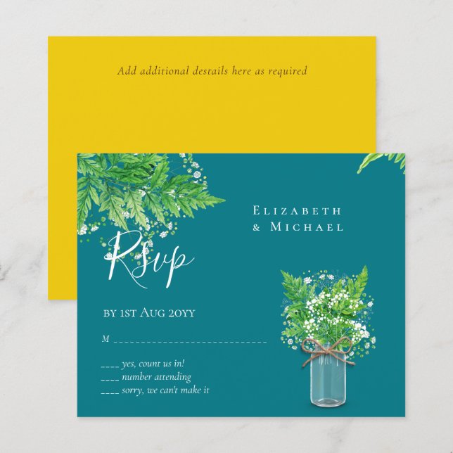 BUDGET Rustik Grönska RSVP Ormbunke Blad (Fram/baksida)