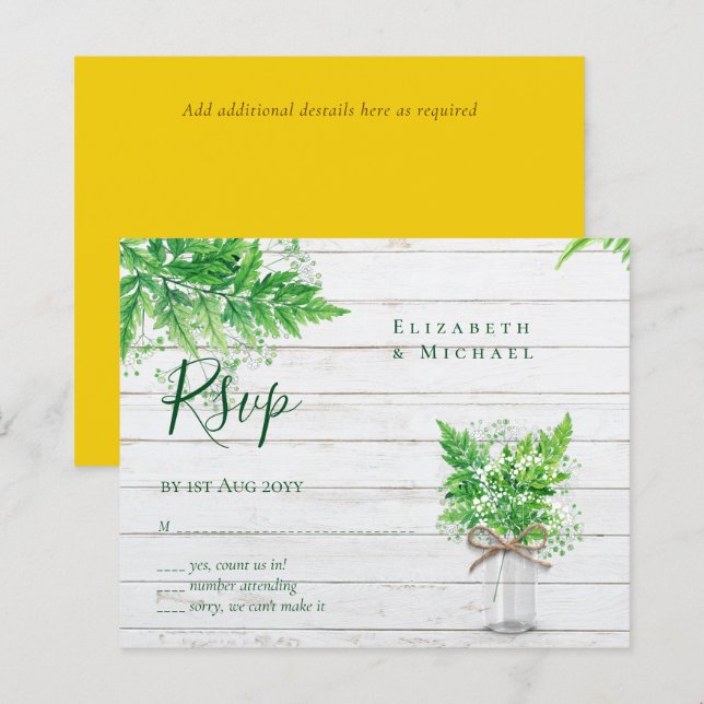 BUDGET Rustik Grönska RSVP Ormbunke Blad (Fram/baksida)