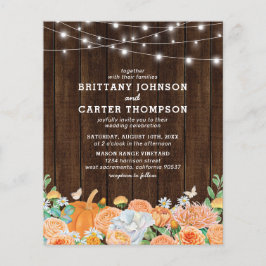Budget Rustik Höst Blommig Bröllopsinbjudan