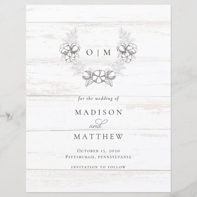 Budget Rustik Trä Södra Bomull Save the Date  (Framsida)