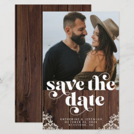 BUDGET Rustik Trälace Foto Spara datumet