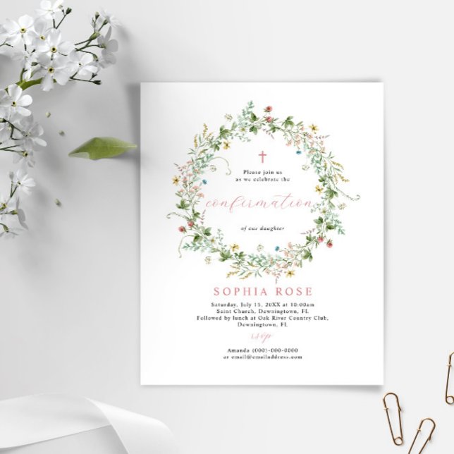 Budget Rustika Vildblommor Konfirmationsinbjudan (Skapare uppladdad)
