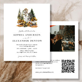 Budget Rustit Autumn Photo QR Code bröllopsinbjuda