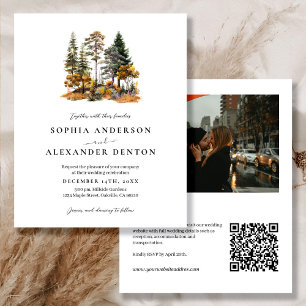 Budget Rustit Autumn Photo QR Code bröllopsinbjuda