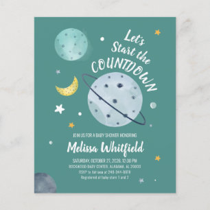 Budget Rymdmanus Baby Shower-inbjudan