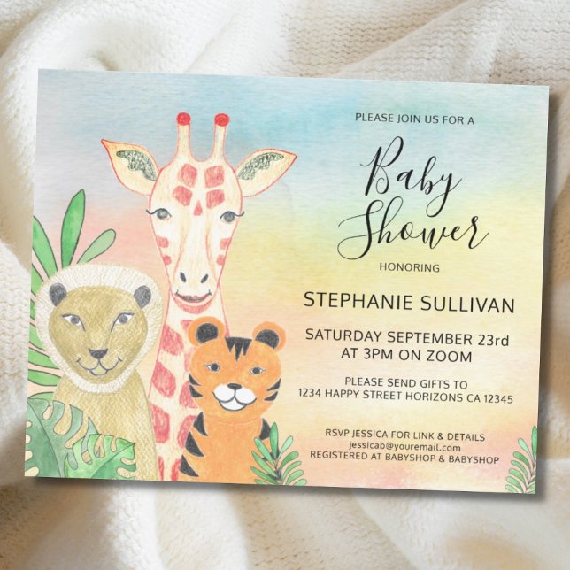 Budget Safari Animals Baby Shower-inbjudan (Skapare uppladdad)