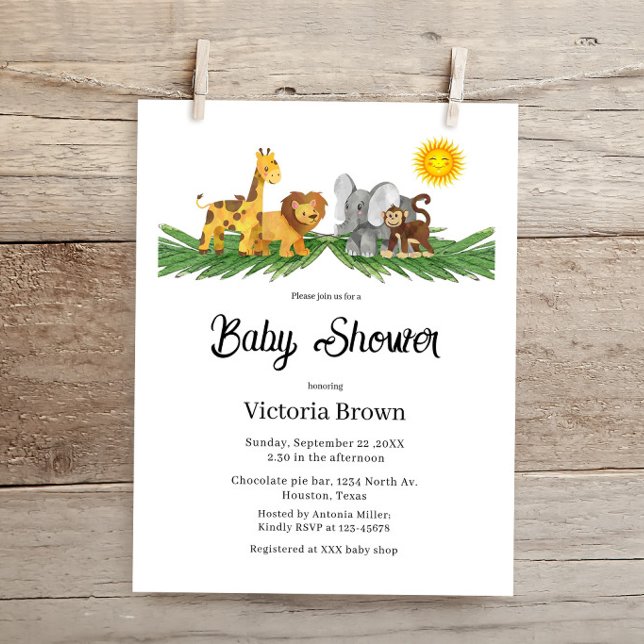 Budget Safari Animals Baby Shower Invitation (Skapare uppladdad)