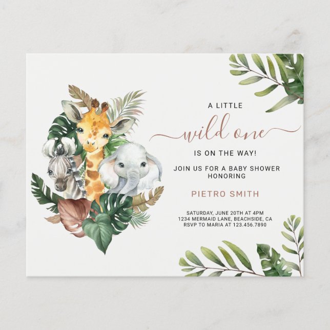 Budget Safari Animals Boy Baby Shower (Framsida)