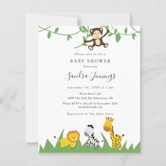 Budget Safari Baby Shower Jungle Animals Cute (Framsida)