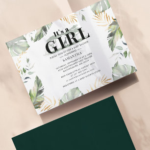 Budget Safari Giraffe Girl Baby Shower-inbjudan