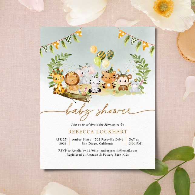 Budget Safari Guld Boy Baby Shower-inbjudan (Skapare uppladdad)