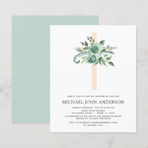 Budget Sage Eucalyptus Baptism Grey-inbjudan