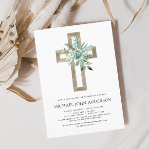 Budget Sage Eucalyptus Baptism Grey-inbjudan