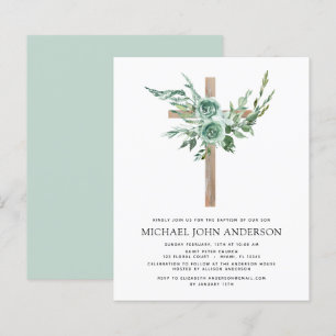Budget Sage Eucalyptus Baptism Grey-inbjudan