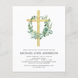 Budget Sage Eucalyptus Baptism Grey-inbjudan Flygblad