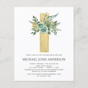 Budget Sage Eucalyptus Baptism Grey-inbjudan Flygblad