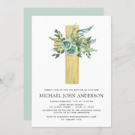 Budget Sage Eucalyptus Baptism Grey-inbjudan Inbjudningar