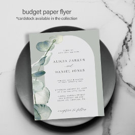 Budget sage eukalyptus båge bröllopsinbjudan flygblad
