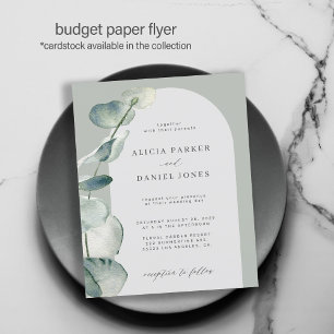 Budget sage eukalyptus båge bröllopsinbjudan flygblad