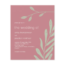 Budget Sage Foliage Dusty Ro bröllopsinbjudan