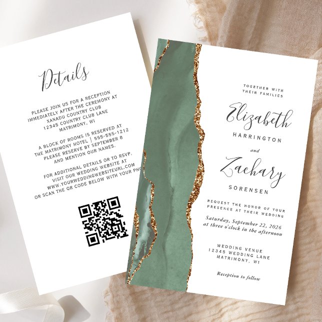 Budget Sage Green QR Code Wedding (Skapare uppladdad)