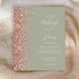 Budget Sage Green Rosa Guld Glitter Bröllop