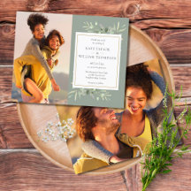 Budget Sage Greenery Photos Wedding-inbjudan
