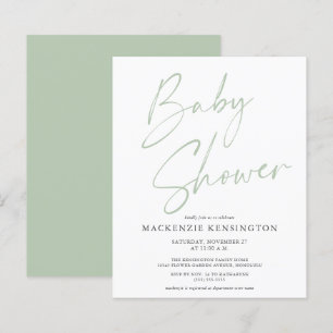 Budget Sage Grön Handskriven Skript Baby Shower