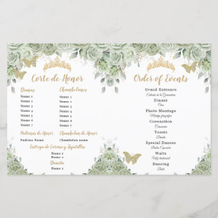 Budget Sage Grönt Blommigt Quinceañera XV Program
