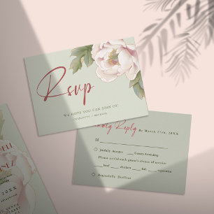 BUDGET Sage Grönt & Peony Bröllop OSA Card Anteckningskort