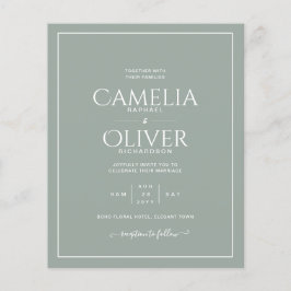BUDGET Sage MONOCHROME Bröllop Flyer