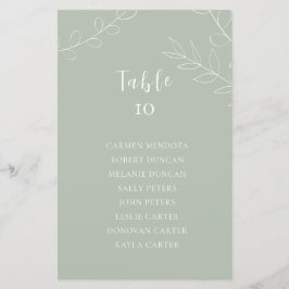 Budget Sagegrön Bröllopsplatskarta Bordskort