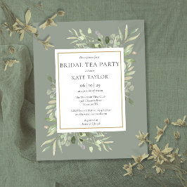 Budget Sagegrön lövbröllopste-fest-inbjudan