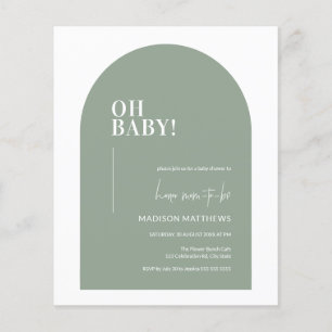 Budget Sagegrön Minimal Båge Oh Baby Shower