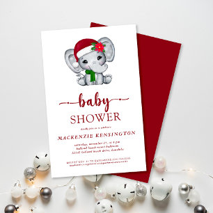 Budget Santa Elephant Baby Shower-inbjudan