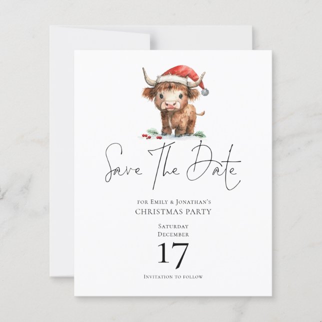 Budget Santa Highland Cow Jul Sparadatum (Framsida)