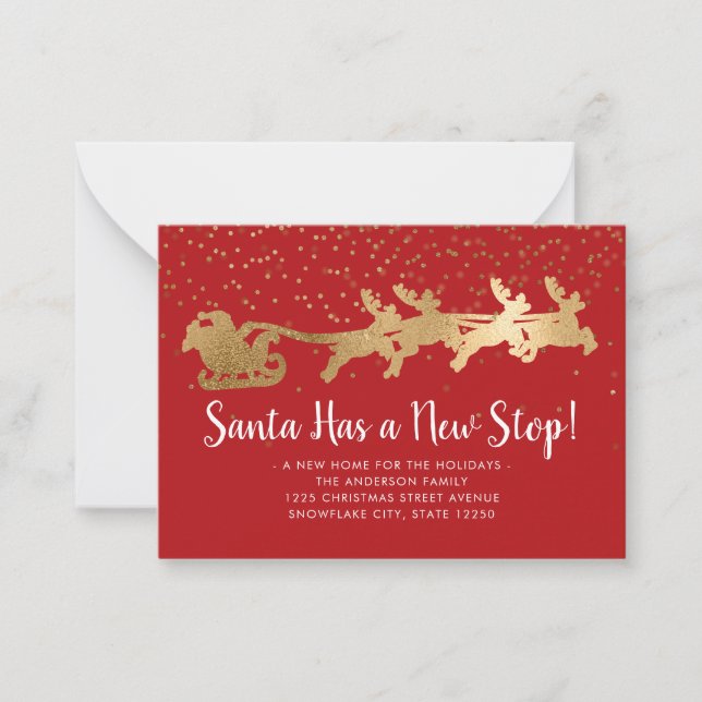 Budget Santa New Stop Reindeer Red Flytta Helgdag Anteckningskort (Framsida)