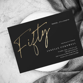 Budget Script Svart Guld 50-års Födelsedagsinbjuda