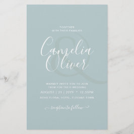 BUDGET Sea Glass Sage Grönt Monochrome Bröllop Flygblad