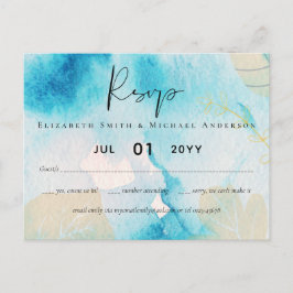 BUDGET Sea Glass Shades Watercolor Bröllop Vykort