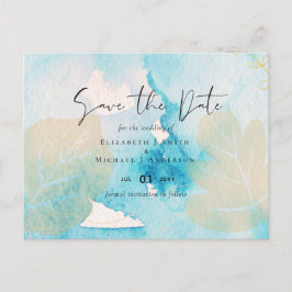 BUDGET Sea Glass Shades Watercolor Bröllop Vykort