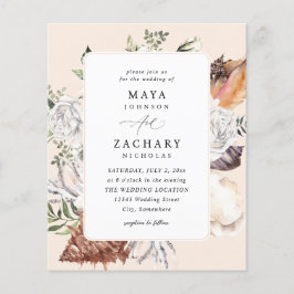 Budget Seashells & White Blommigt Bröllop - Beige Flygblad