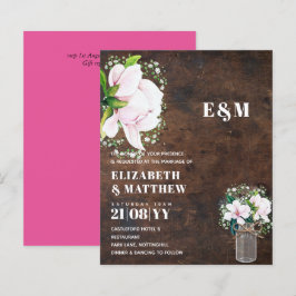 BUDGET Shabby Rosa Magnolia Chic Bröllbjudan