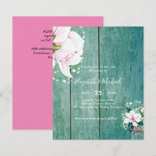 BUDGET Shabby Rosa Magnolia Chic Bröllbjudan