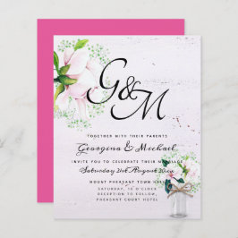 BUDGET Shabby Rosa Magnolia Chic Bröllbjudan