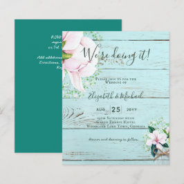 BUDGET Shabby Rosa Magnolia Chic Bröllbjudan