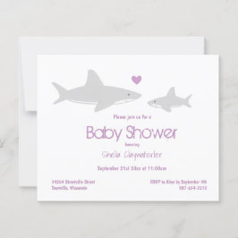 Budget Shark Lila White Baby Shower-inbjudan