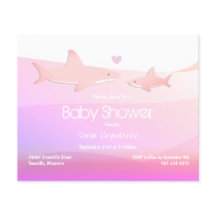 Budget Shark Rosa Ocean Baby Shower-inbjudan